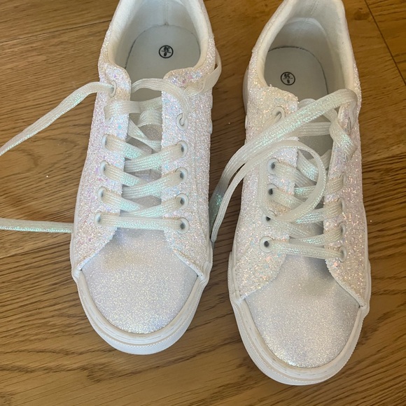 Shoes - White Glitter Sneakers